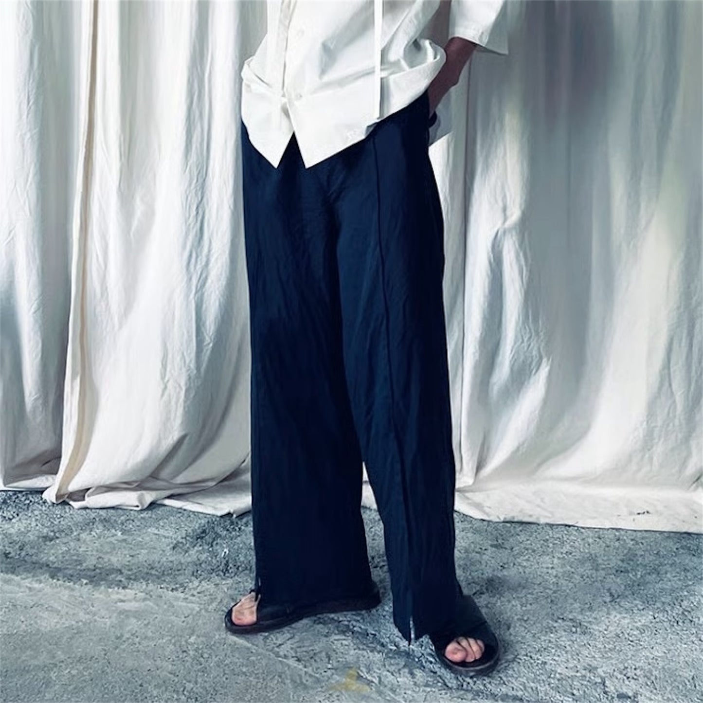 【ohta】navy wide pants pt-56N