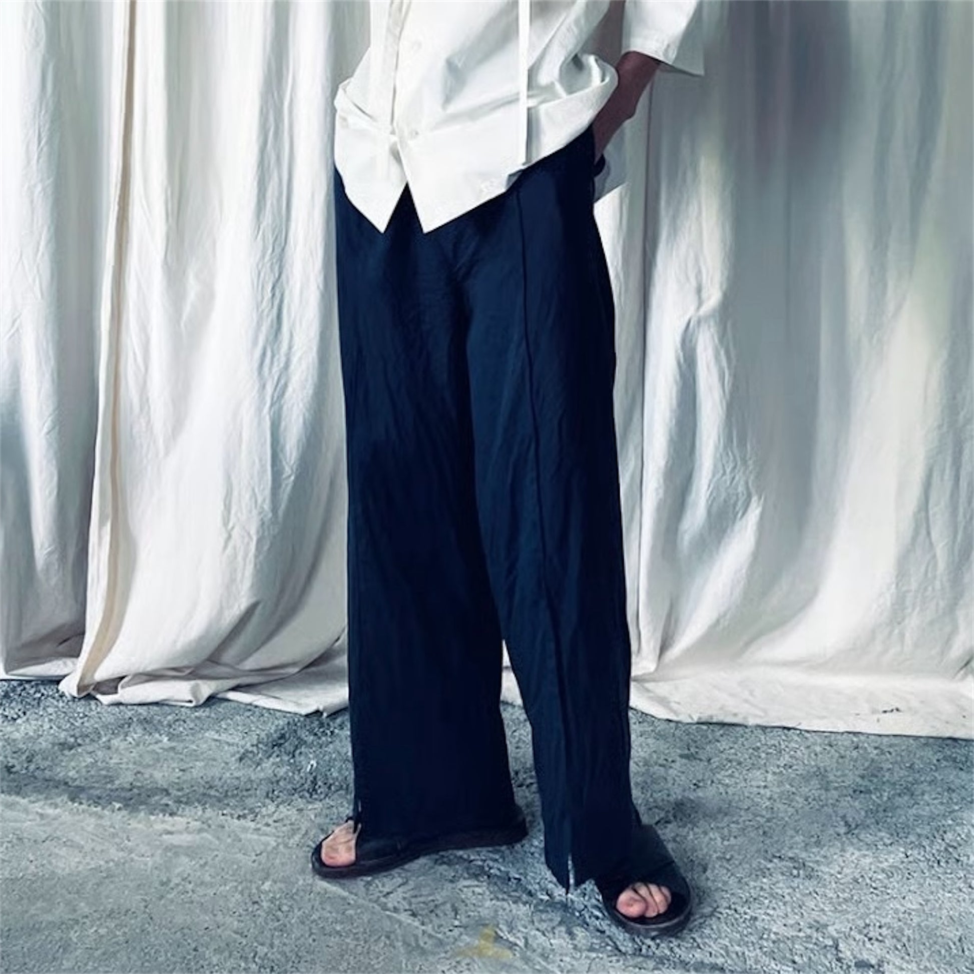 【ohta】navy wide pants pt-56N