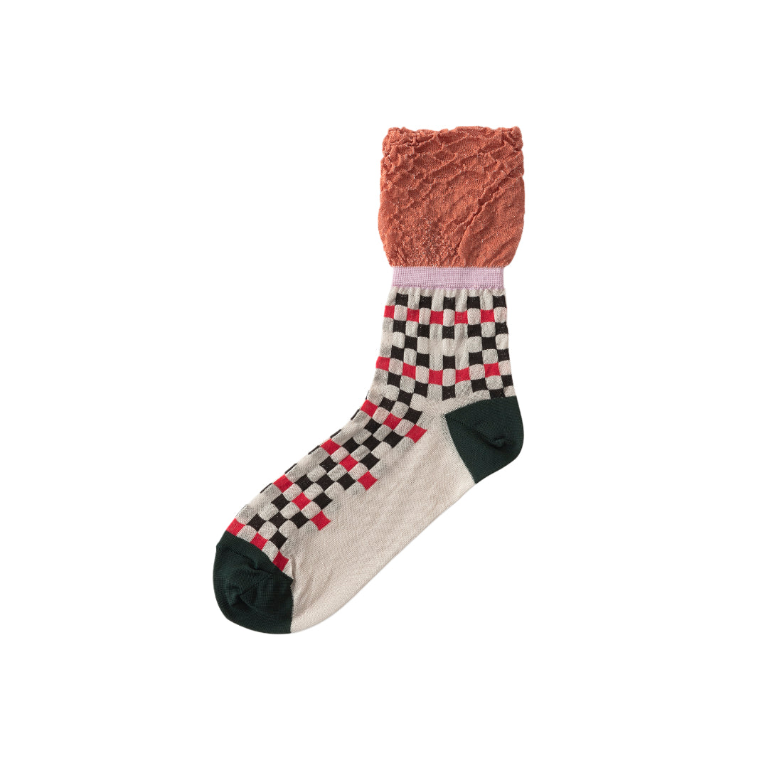 【TRICOTE】FLARE RIM CHECK SOCKS
