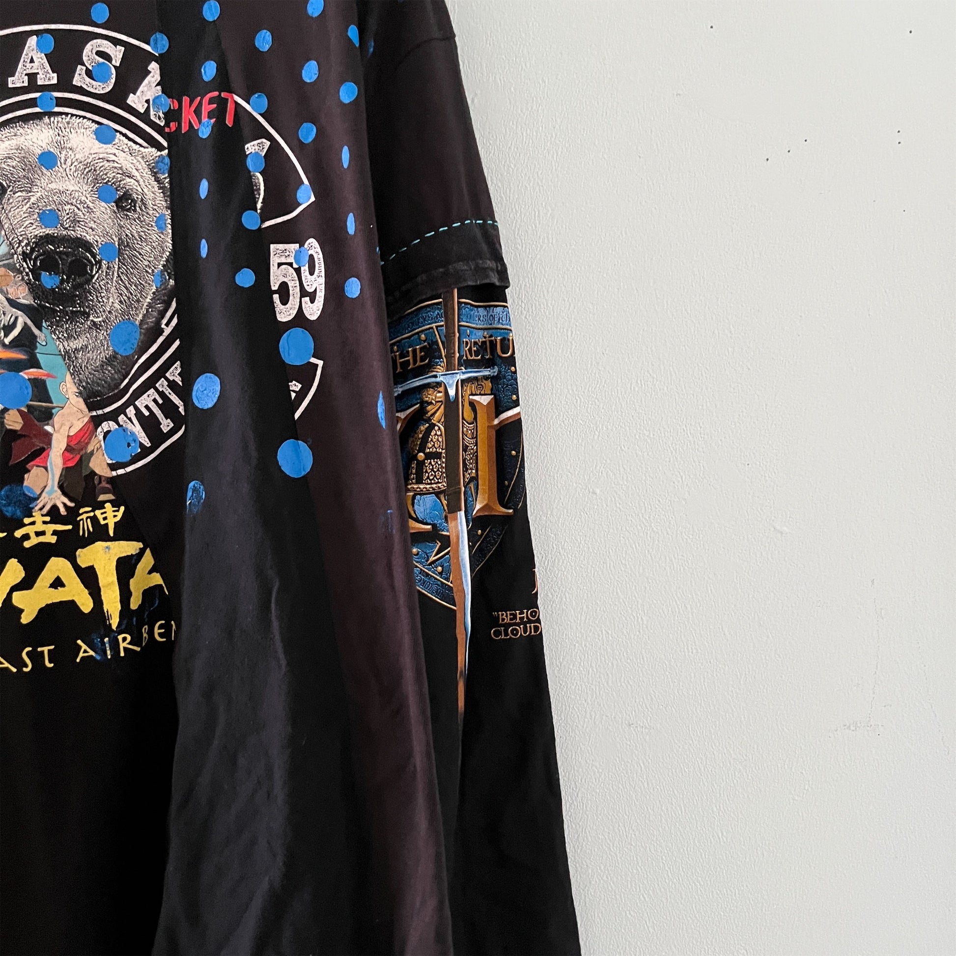 【nisai】古着解体再構築の黒と水玉のロンT R019