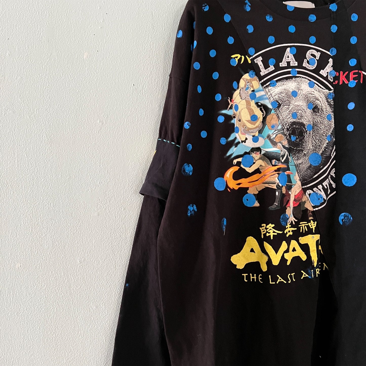 【nisai】古着解体再構築の黒と水玉のロンT R019