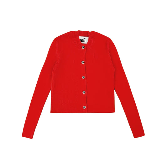 【Mii Collection】Knitted Fitted Cardigan With Ceramic Buttons #103