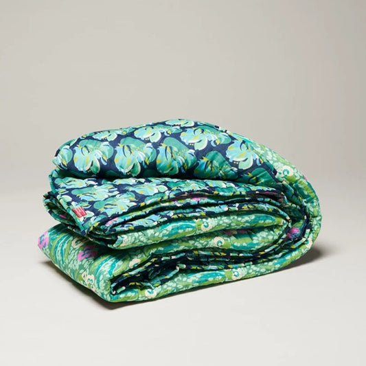 【Les Touristes】BEDSPREAD_allegria green / split navy