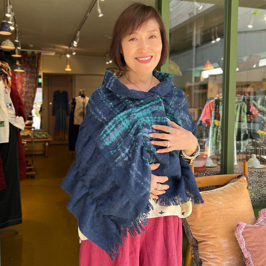 【Sayoko.M】cape shirring S03 navy