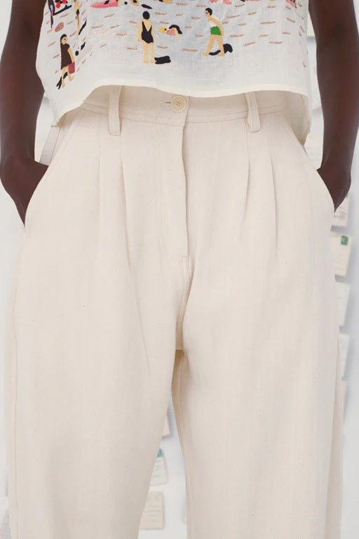 【Mii Collection】hand woven solid organic cotton pant/122