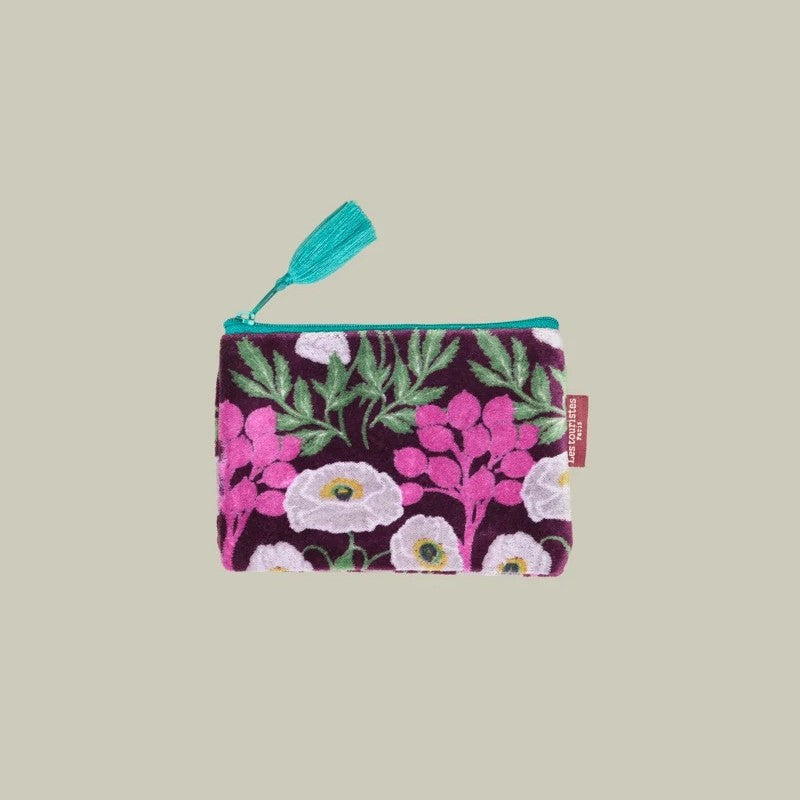 【Les Touristes】Velvet Card Holder & Coin Purs_poppy-fig