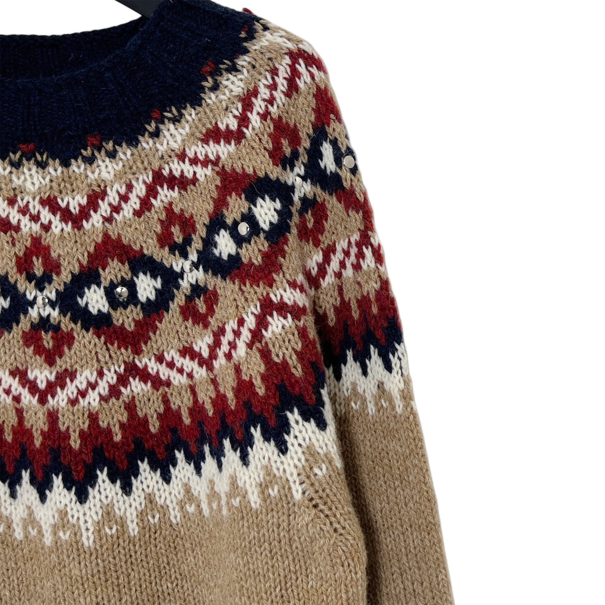 【LA FETICHE】Chunky Fairisle Sweater W/Stud