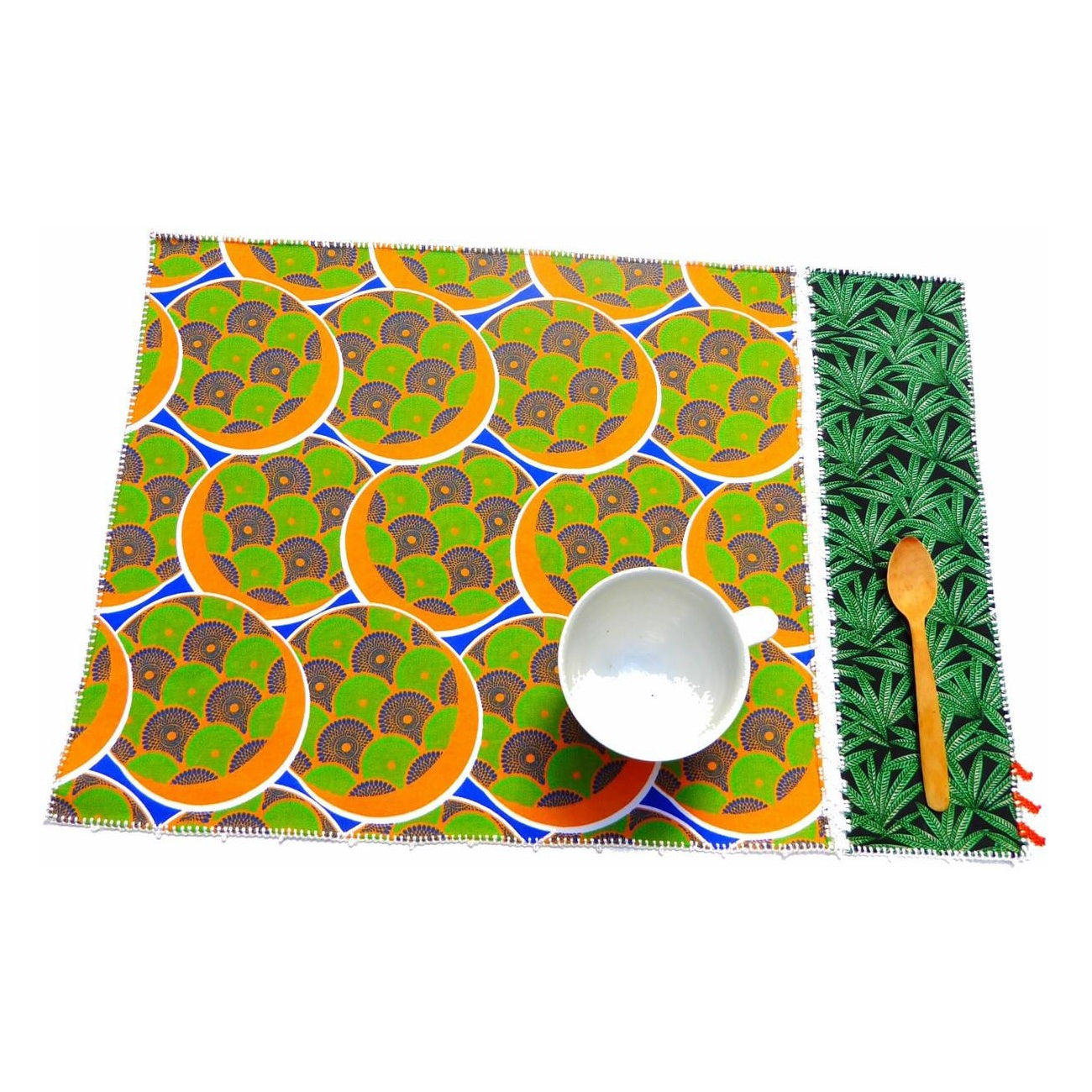 【Leo Atlante】Placemat_scales+palms_green