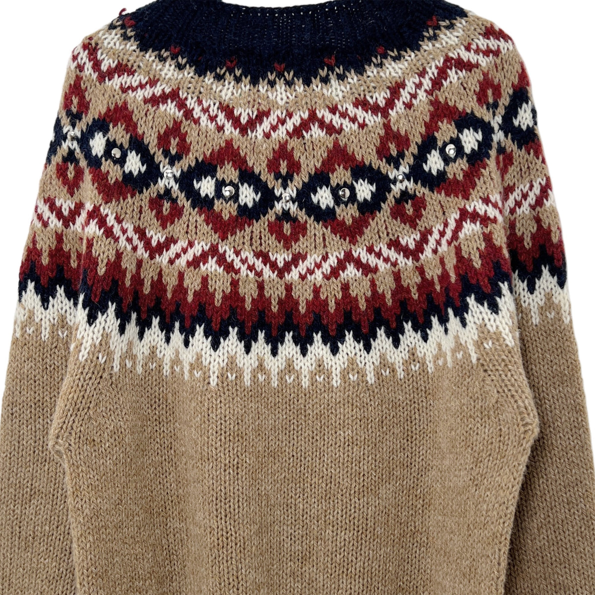【LA FETICHE】Chunky Fairisle Sweater W/Stud