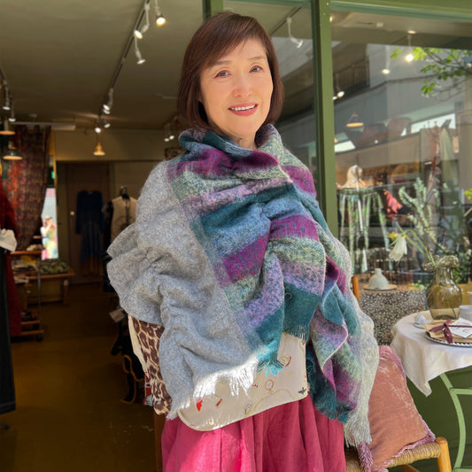 【Sayoko.M】cape shirring S02 blue