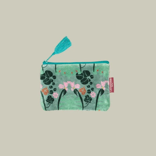 【Les Touristes】Velvet Card Holder & Coin Purs_sage green