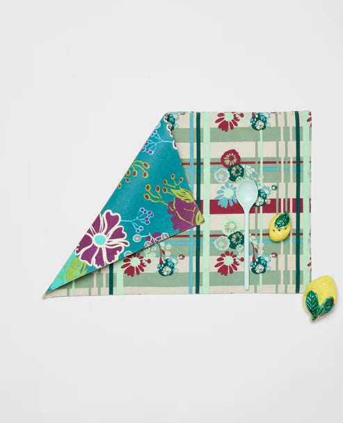 【Les Touristes】TABLE MAT_dundee sauge / cosmos teal