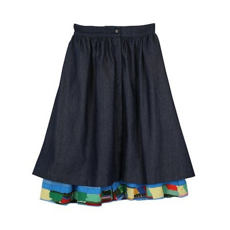 【Mii Collection】HAND EMBROIDERED DENIM SKIRT