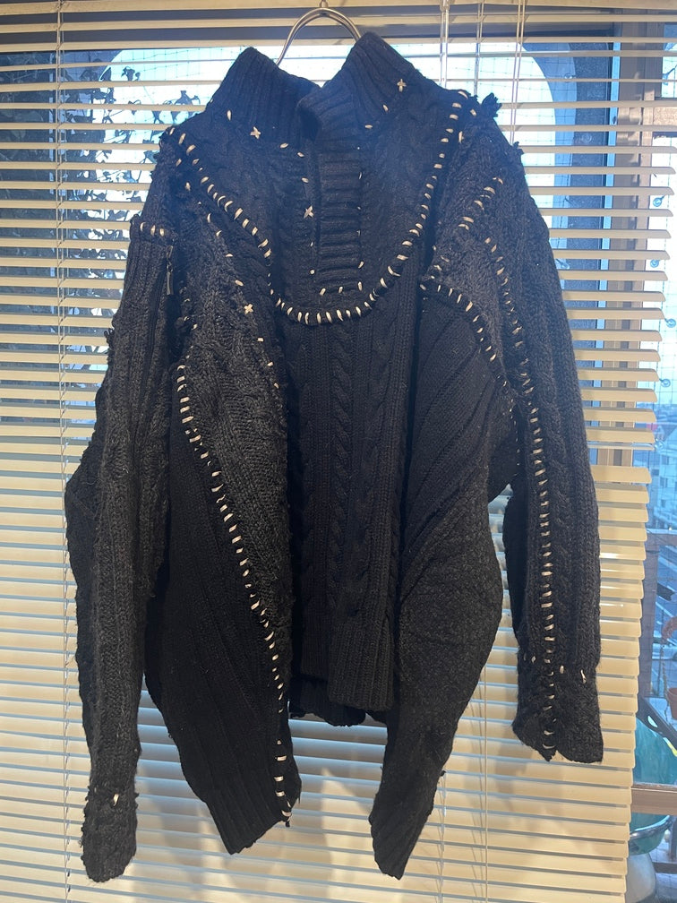 【nisai】リボン手縫いのブラックニット