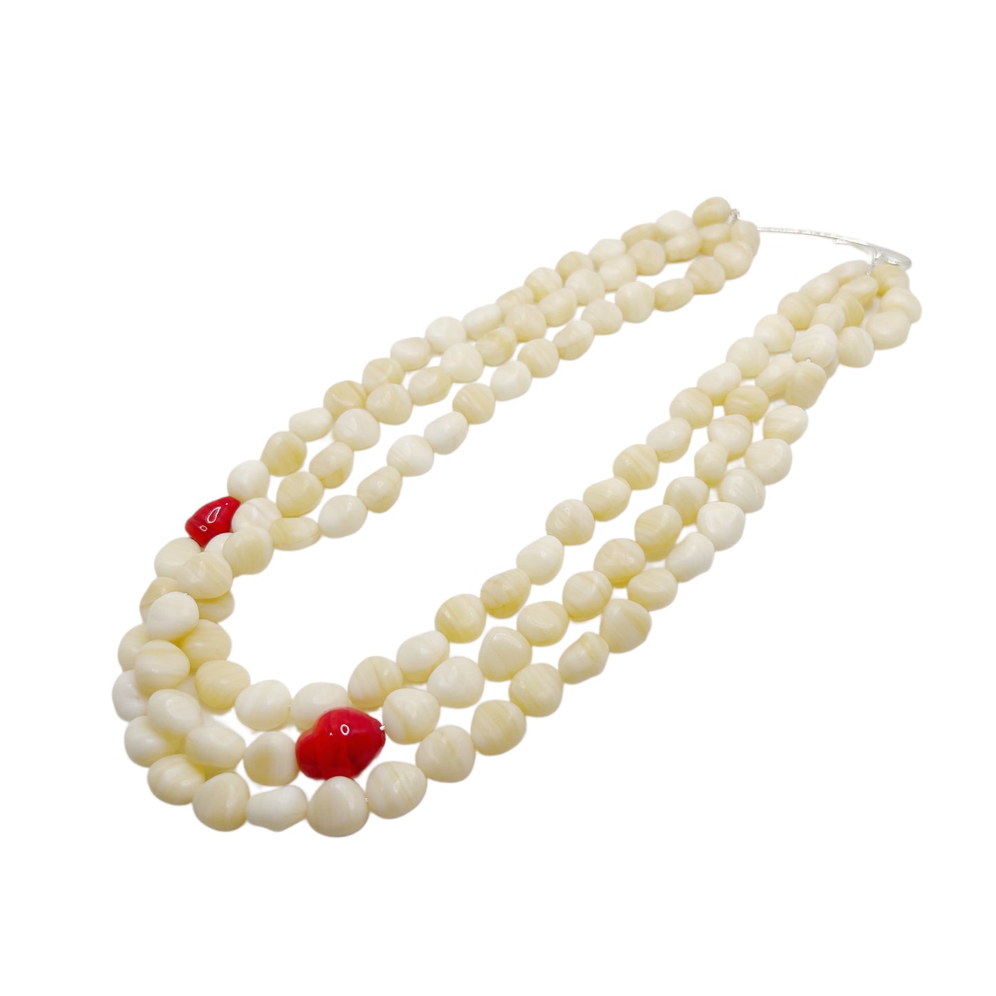 【Helena Rohner】triple glass beads necklace with silver chain