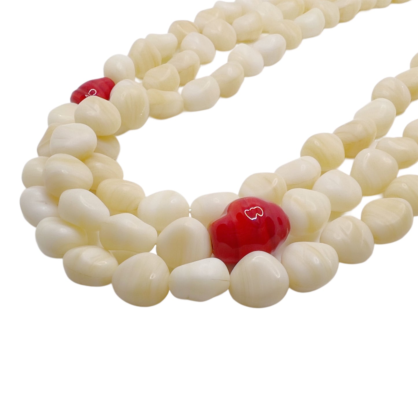 【Helena Rohner】triple glass beads necklace with silver chain