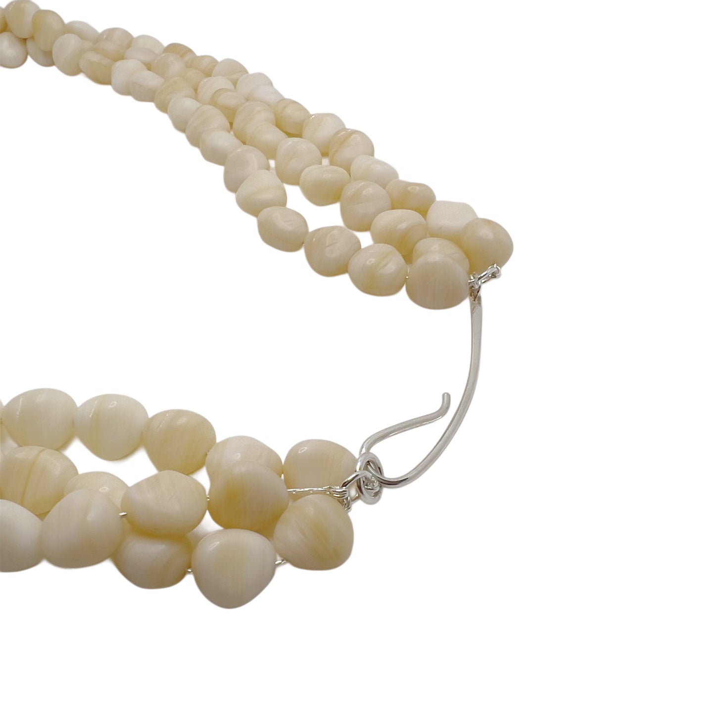 【Helena Rohner】triple glass beads necklace with silver chain