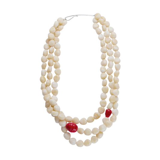 【Helena Rohner】triple glass beads necklace with silver chain