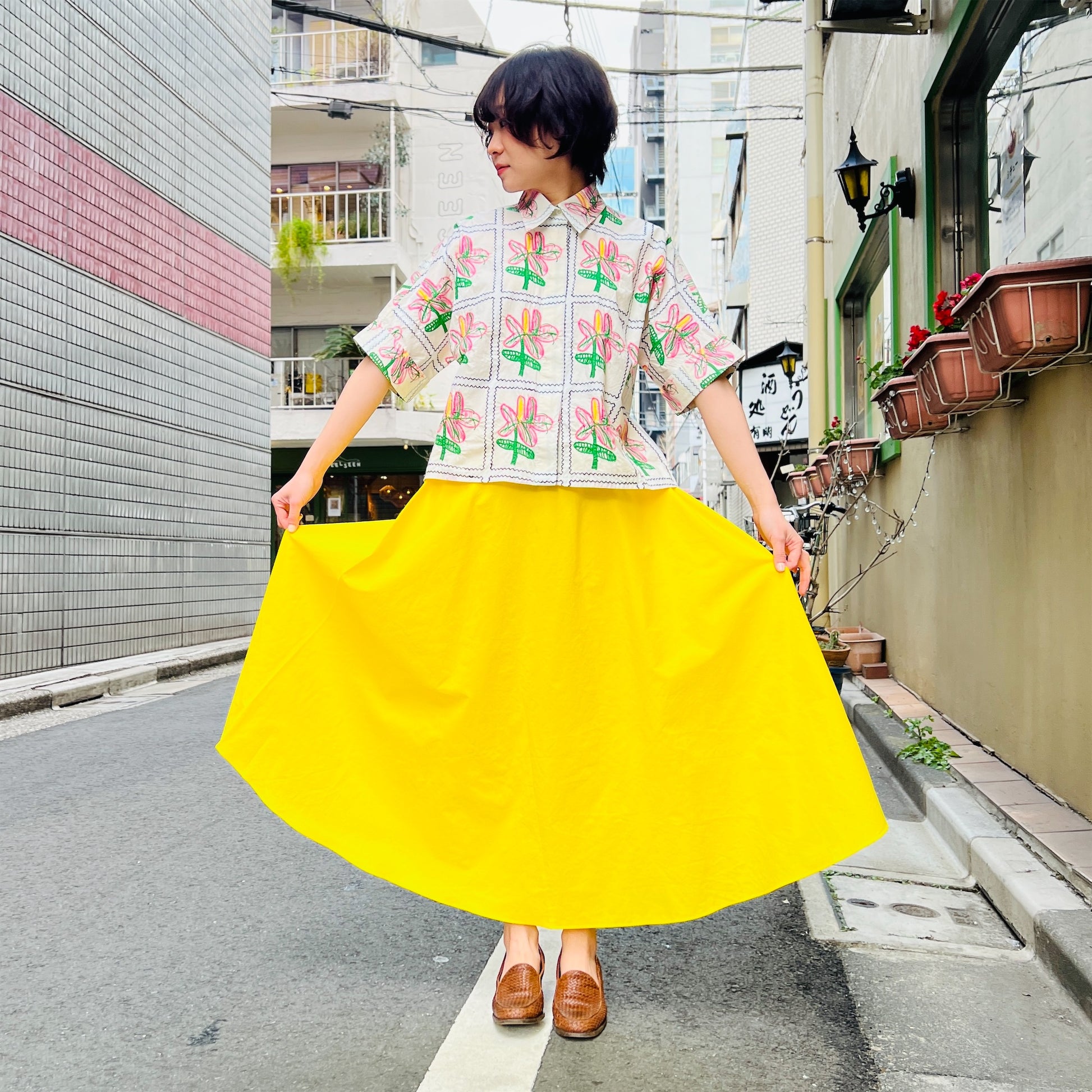 【Mii Collection】hand woven solid organic cotton short sleeve/126 OFF WHITE