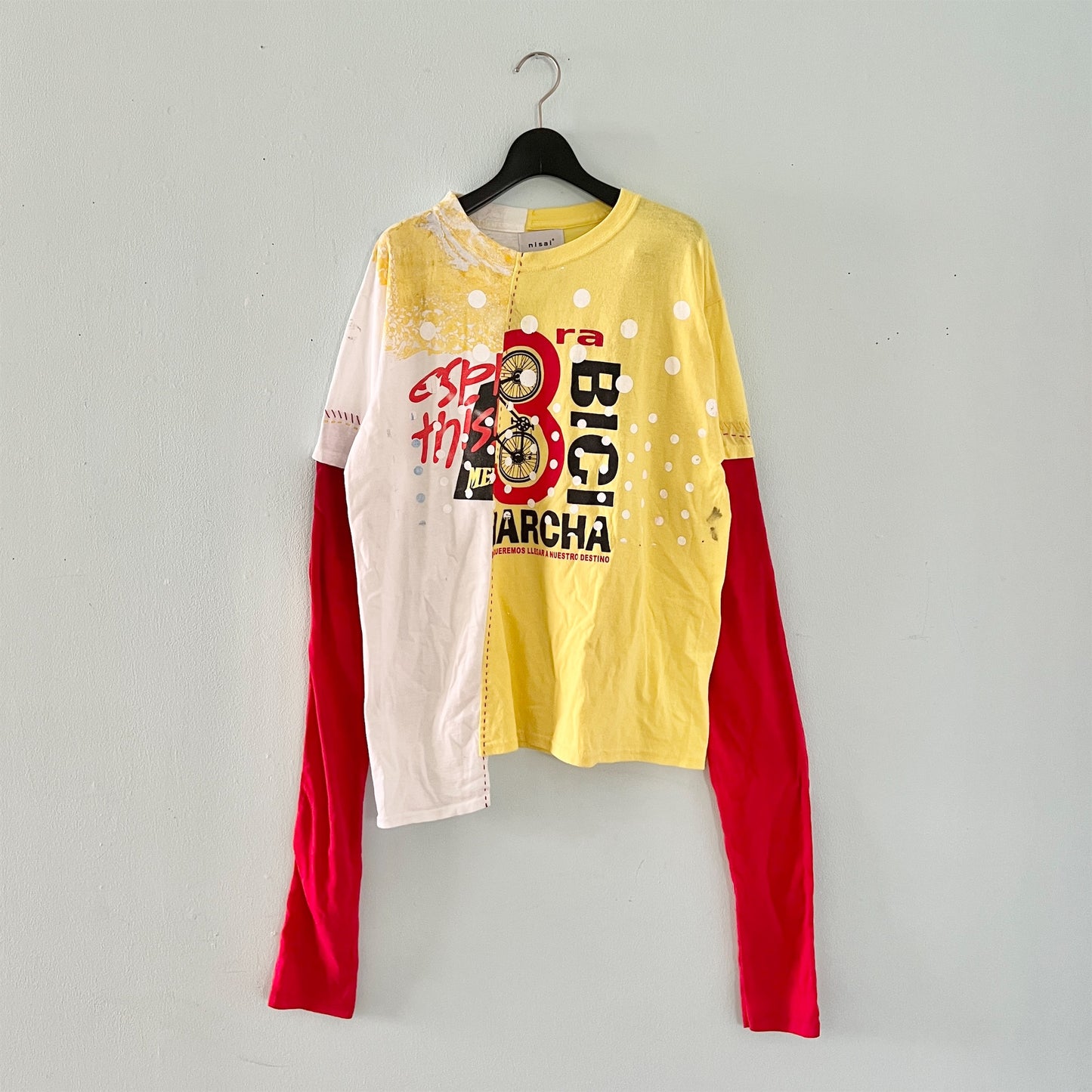 【nisai】古着解体再構築の黄色のロンT R021