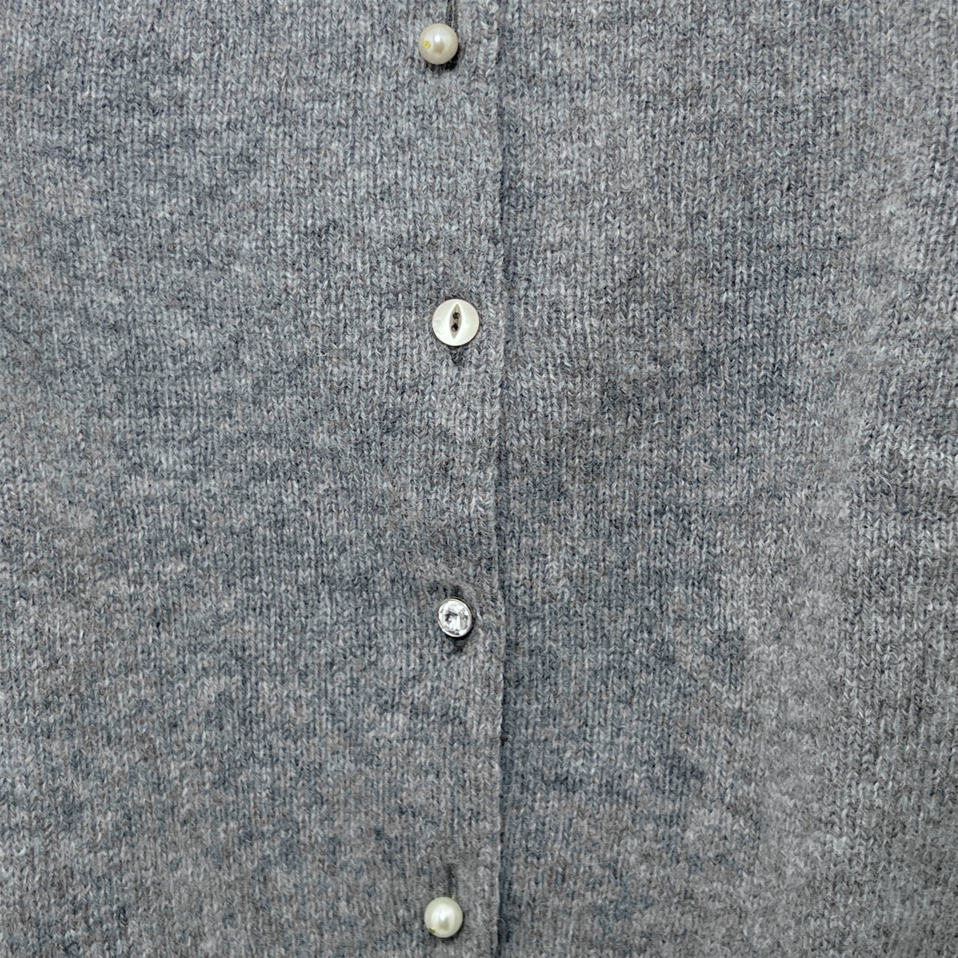 【LA FETICHE】Embellished Crew Neck Shetland Cardigan / grey