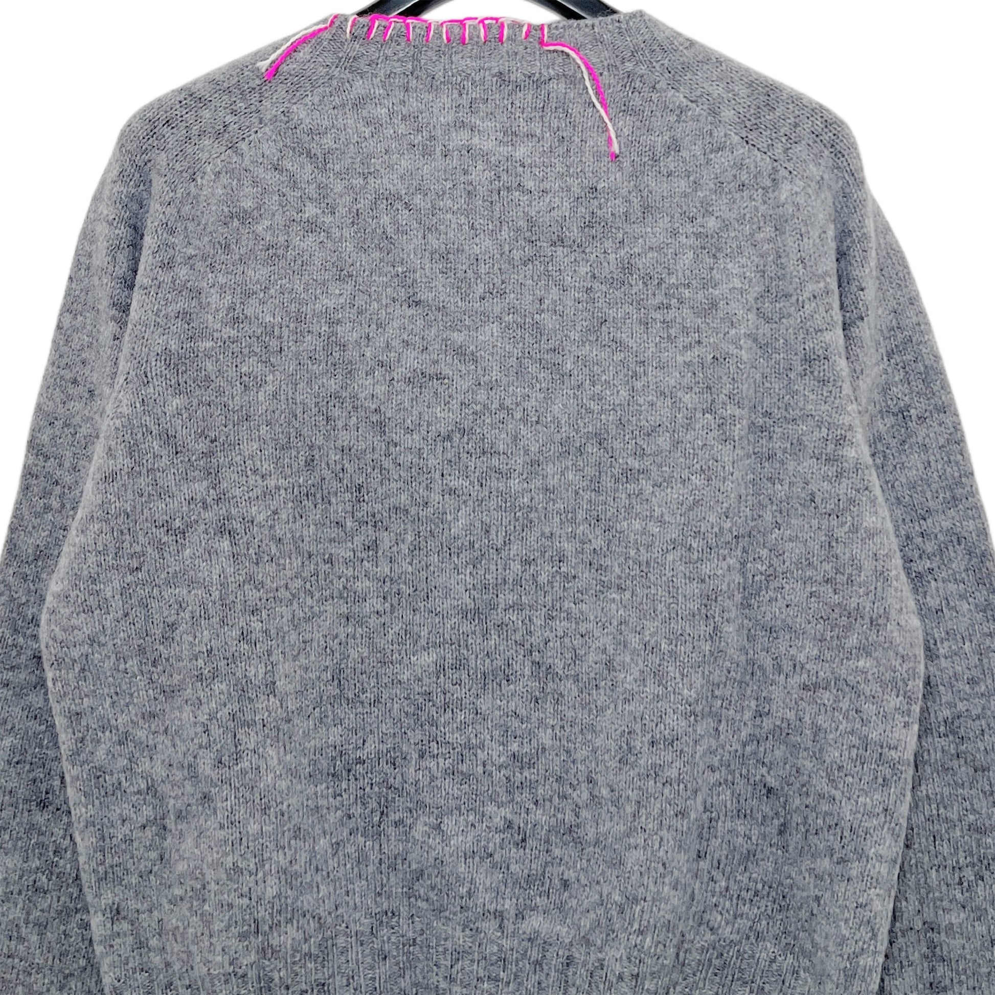 【LA FETICHE】Embellished Crew Neck Shetland Cardigan / grey