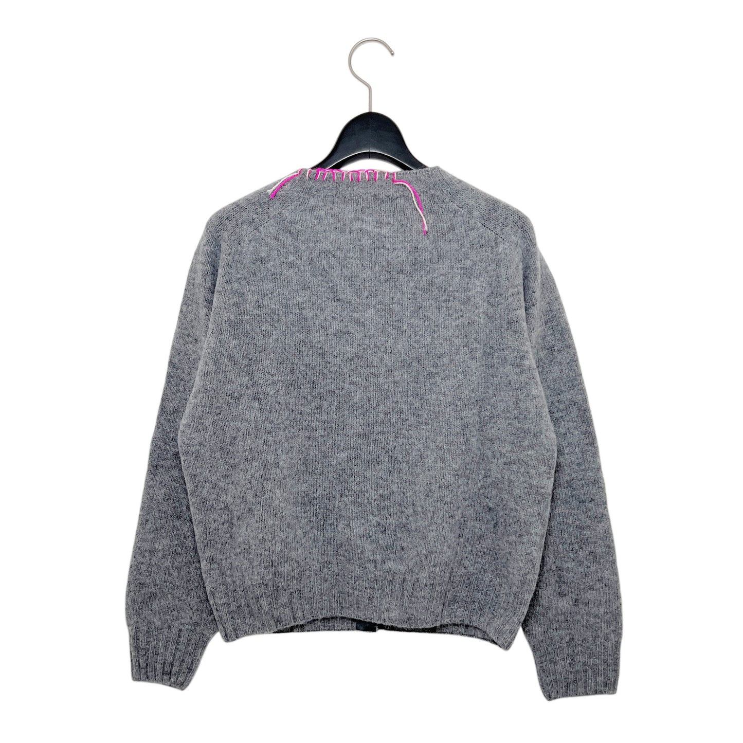 【LA FETICHE】Embellished Crew Neck Shetland Cardigan / grey