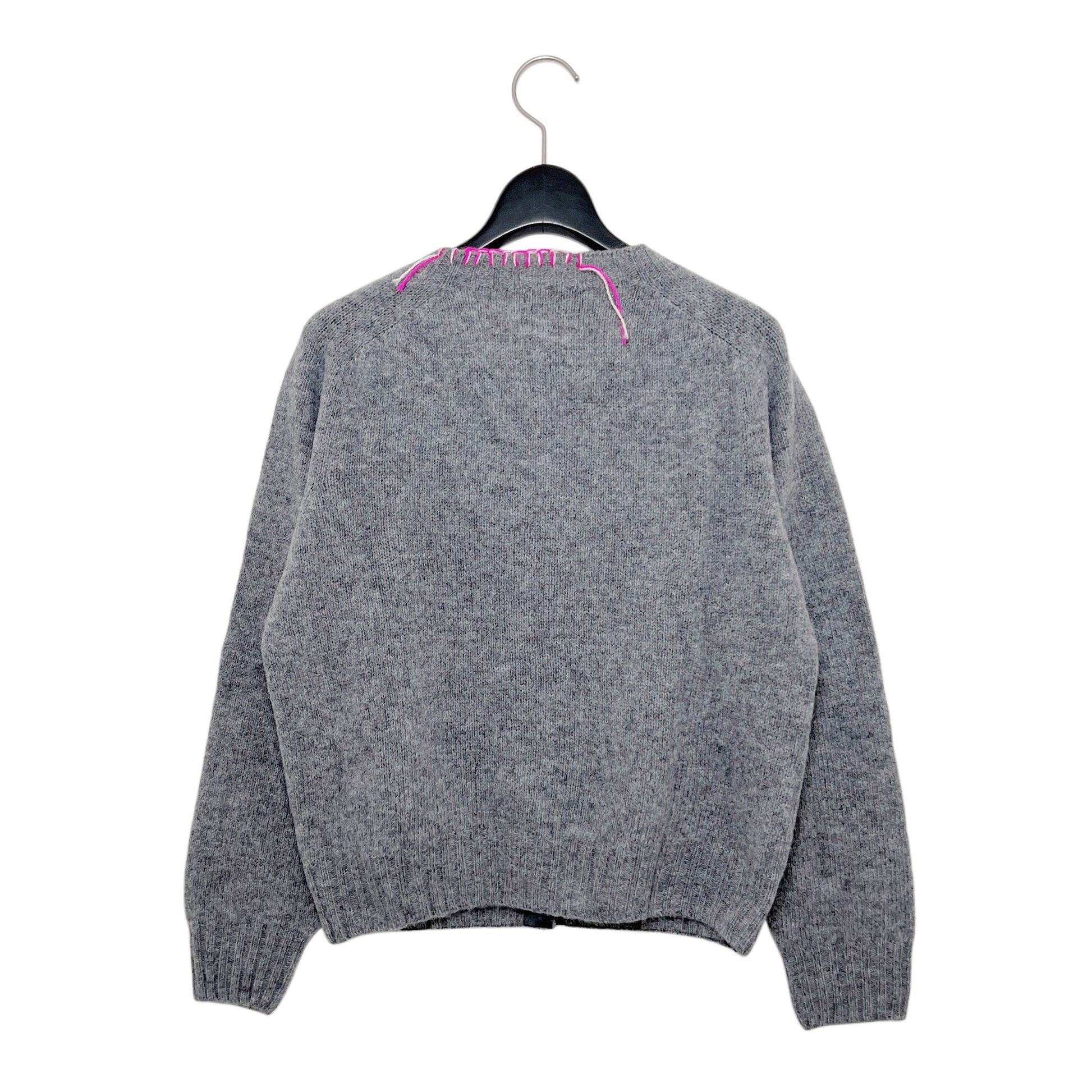【LA FETICHE】Embellished Crew Neck Shetland Cardigan / grey