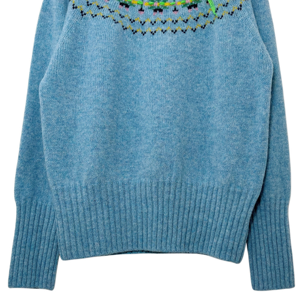 【LA FETICHE】Fairisle Shetland Sweater W/Embroidery And Stud