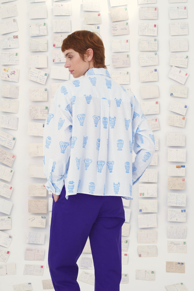 【Mii Collection】screen printed hand embroidered shirt/42