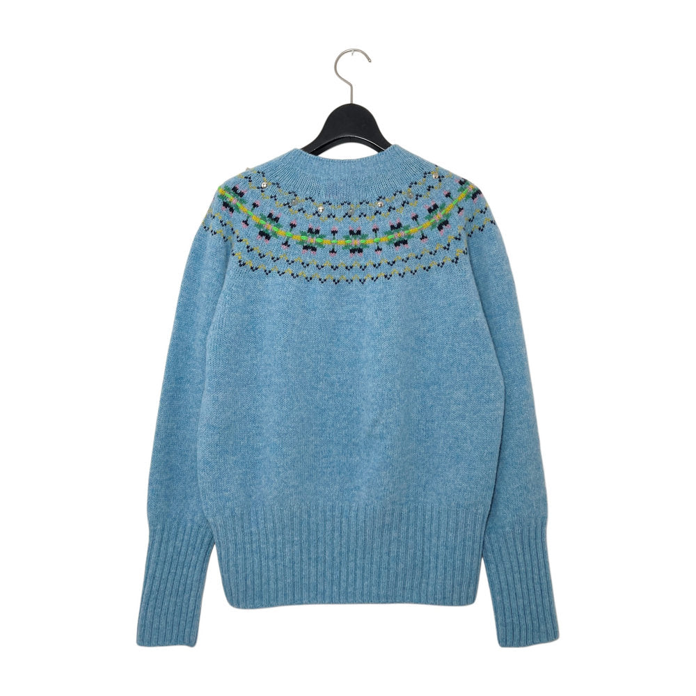 【LA FETICHE】Fairisle Shetland Sweater W/Embroidery And Stud