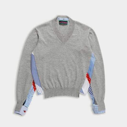 【LA FETICHE】loose fit menswear v-neck sweater