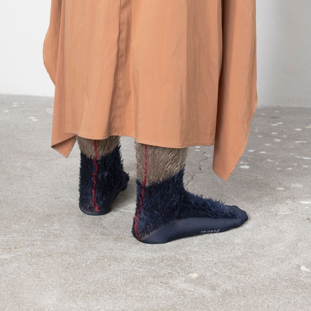 【TRICOTE】STRIPED FAUX FUR SOCKS