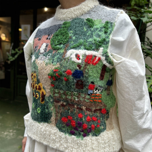 【Mii Collection】Printed Hand Embroidered Sleeveless Sweater #02