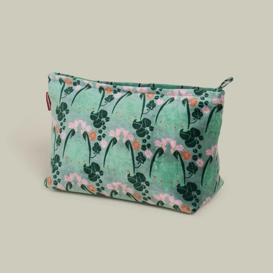 【Les Touristes】Velvet Wash Bag XL pouch_sage green