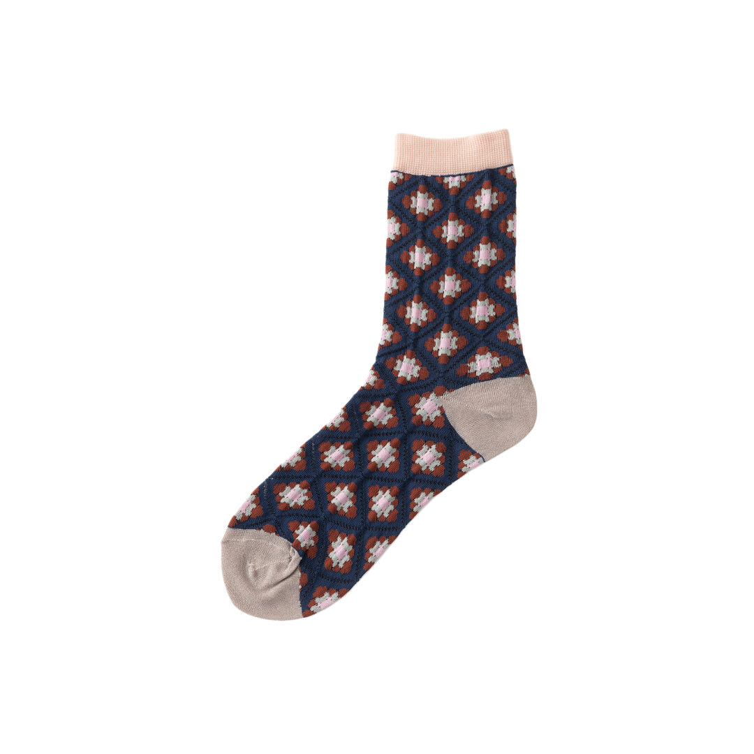 【TRICOTE】SHEER MOSAIC TILE PATTERN SOCKS