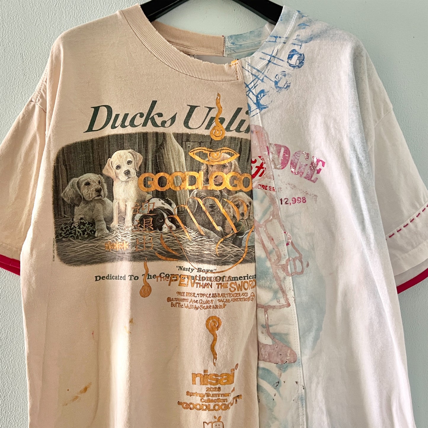 【nisai】古着解体再構築の犬のTシャツ R006
