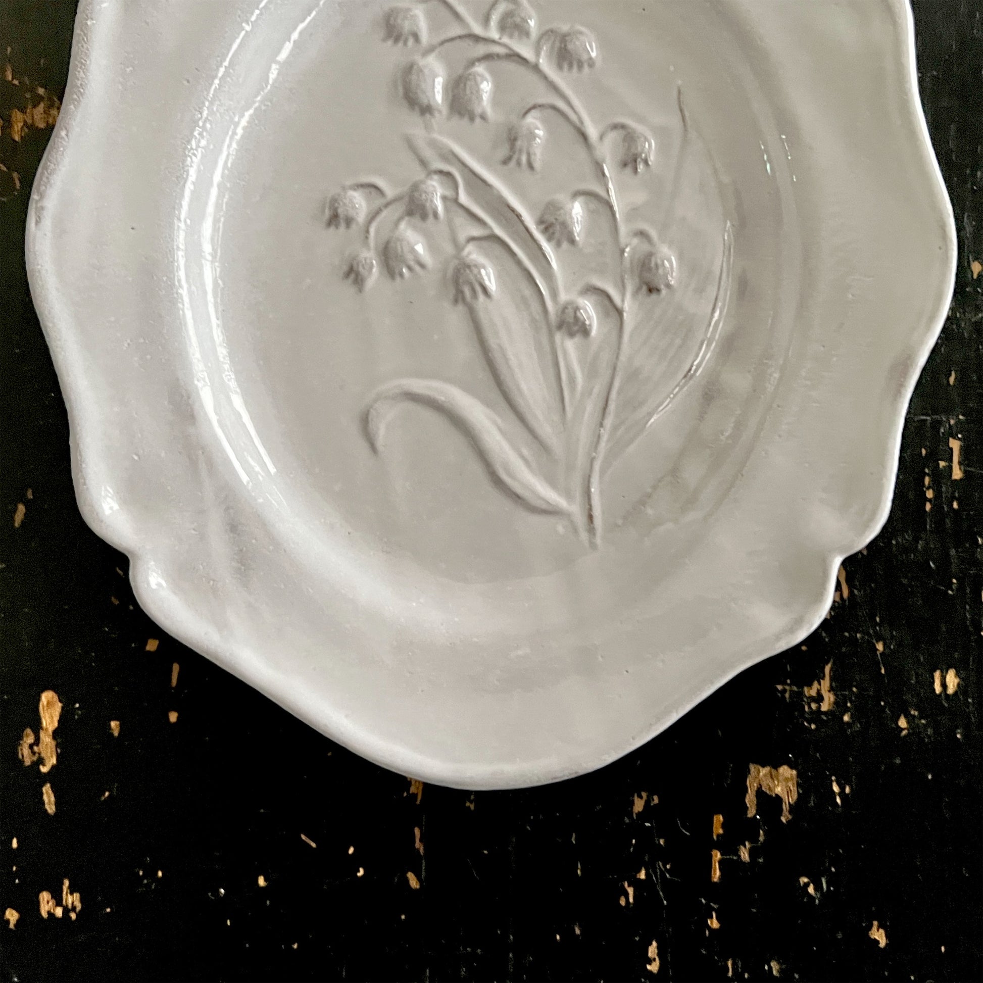 【Astier de Villatte】Fleurs Dessert Plate Lily of the Valley