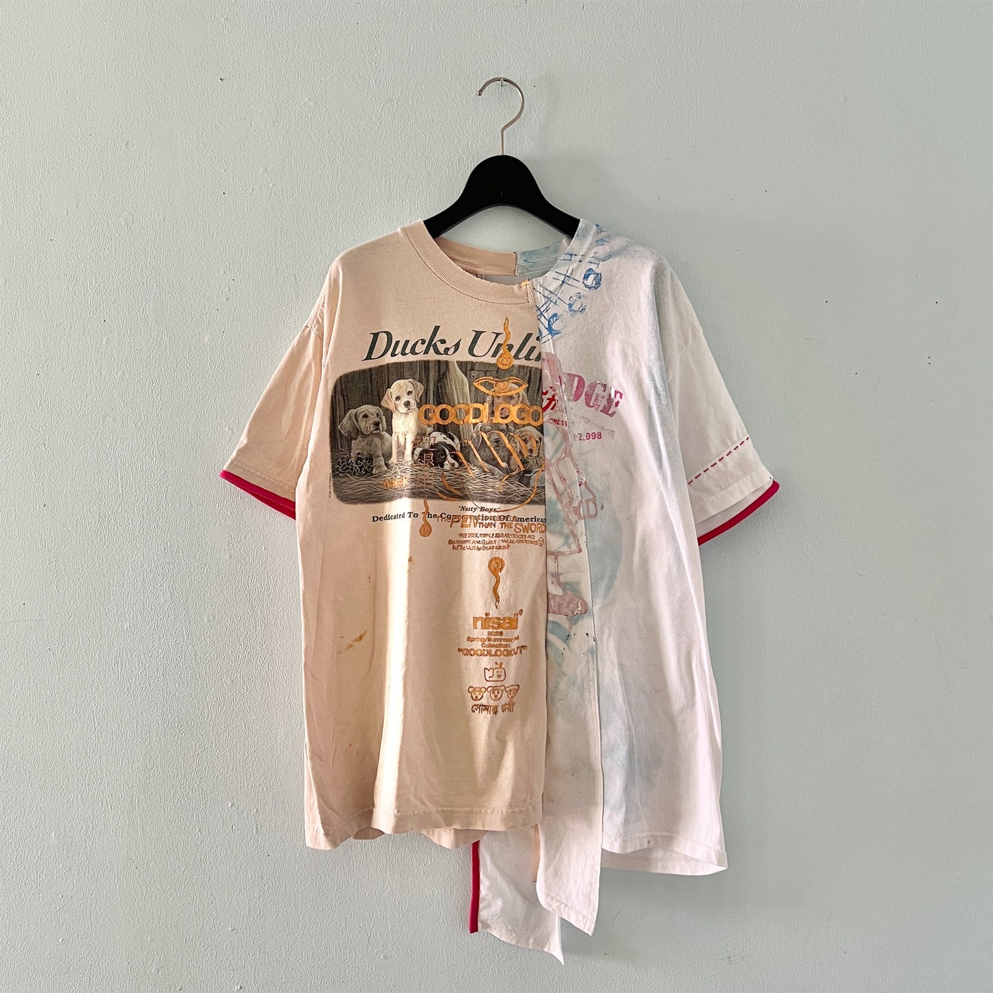 【nisai】古着解体再構築の犬のTシャツ R006