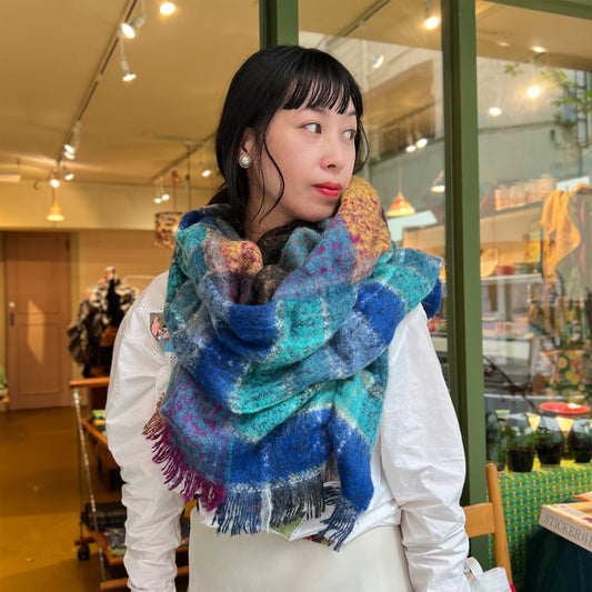 【Sayoko.M】cape shirring M01 blue
