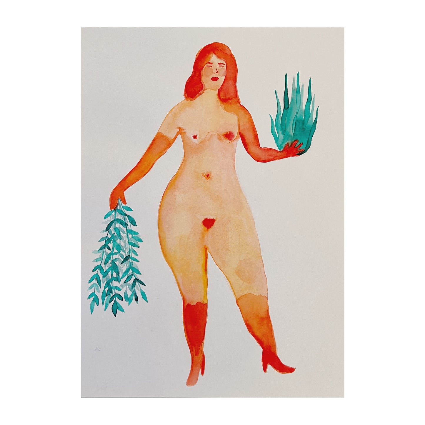 【Cathy Burghi 】全身前向き左手上で草右手下で枝