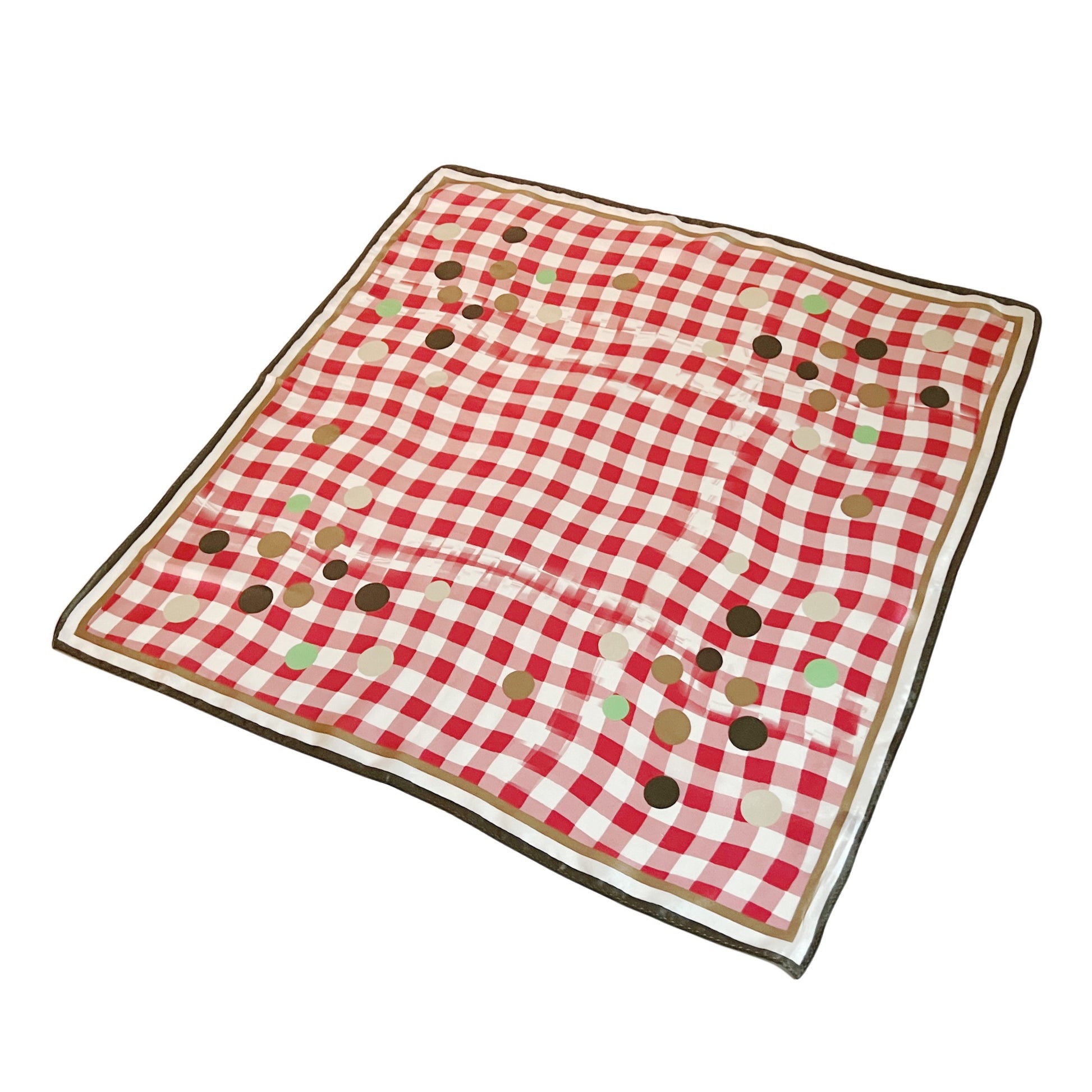 【Sayoko.M】silk scarf checkdot red