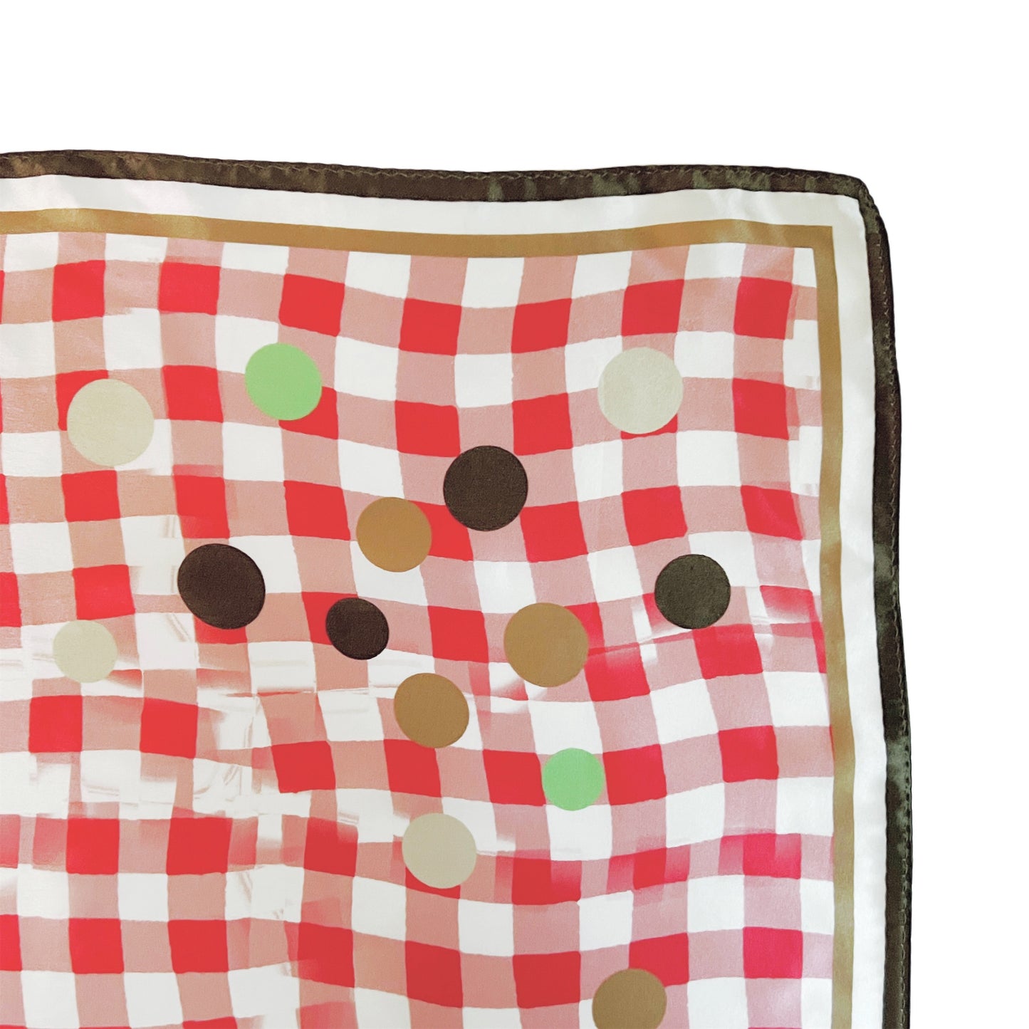 【Sayoko.M】silk scarf checkdot red