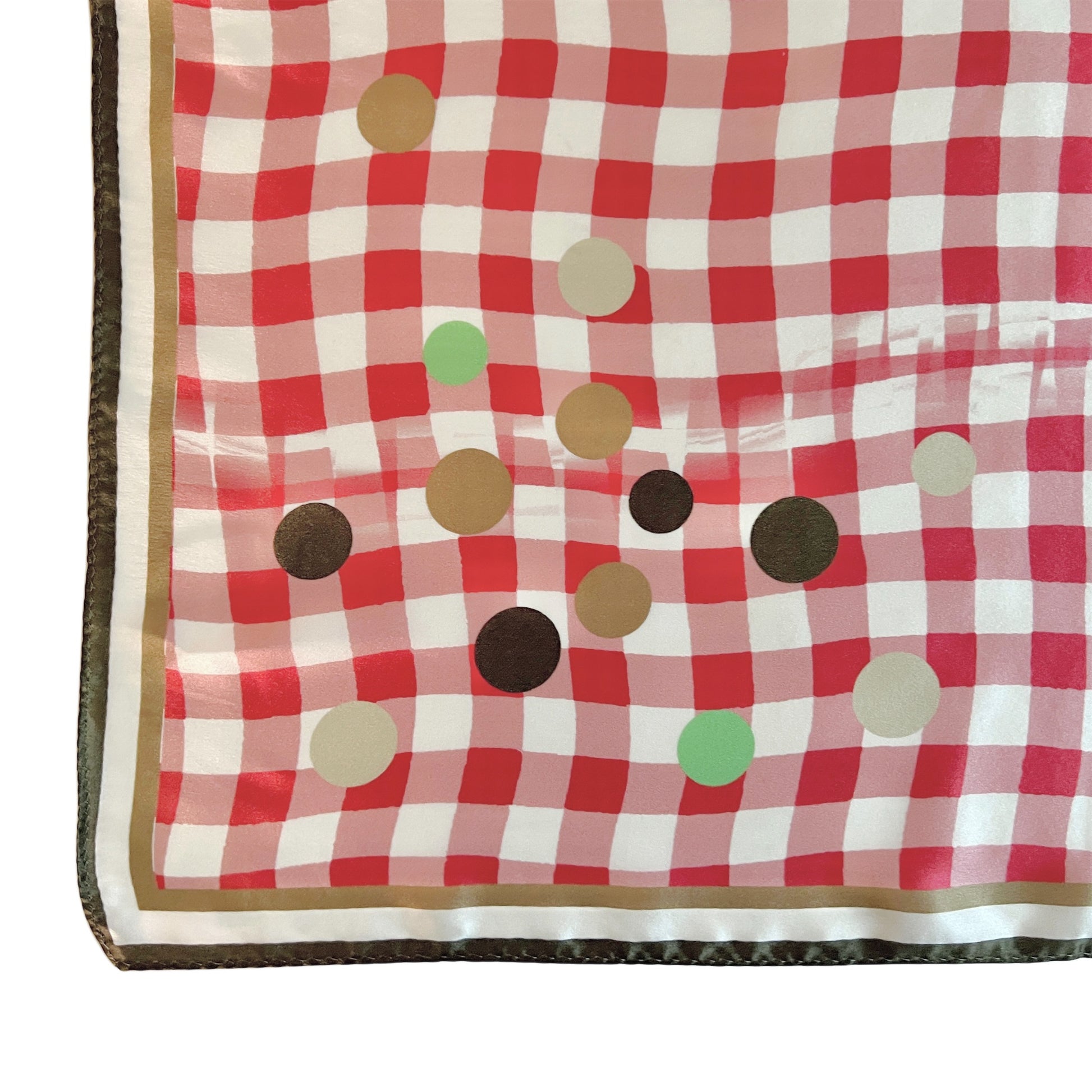 【Sayoko.M】silk scarf checkdot red