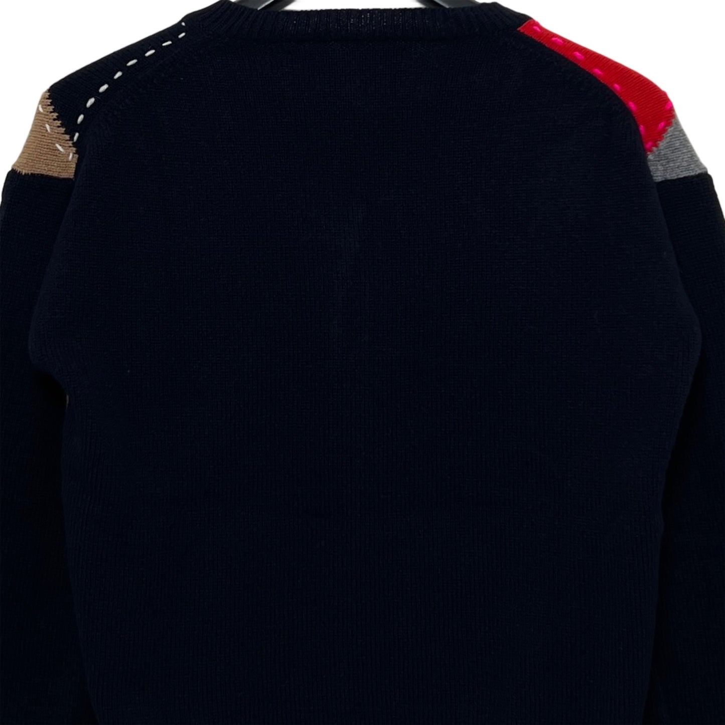 【LA FETICHE】Crew Neck Argyle Cardigan / navy,camel,grey,red