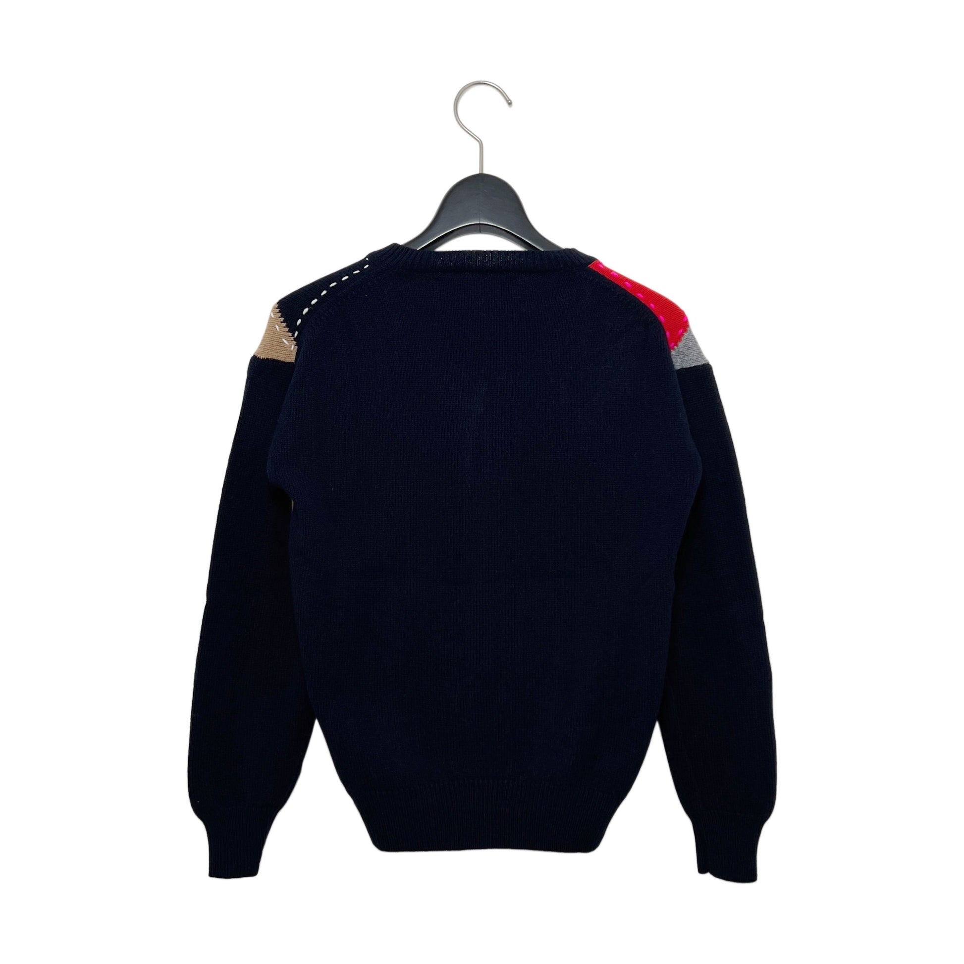 【LA FETICHE】Crew Neck Argyle Cardigan / navy,camel,grey,red