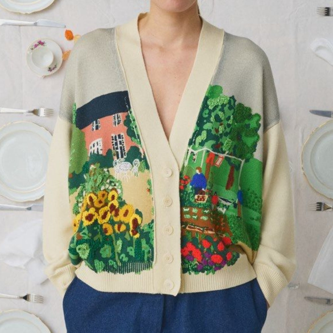 【Mii Collection】Printed Hand Embroidered Cardigan #01