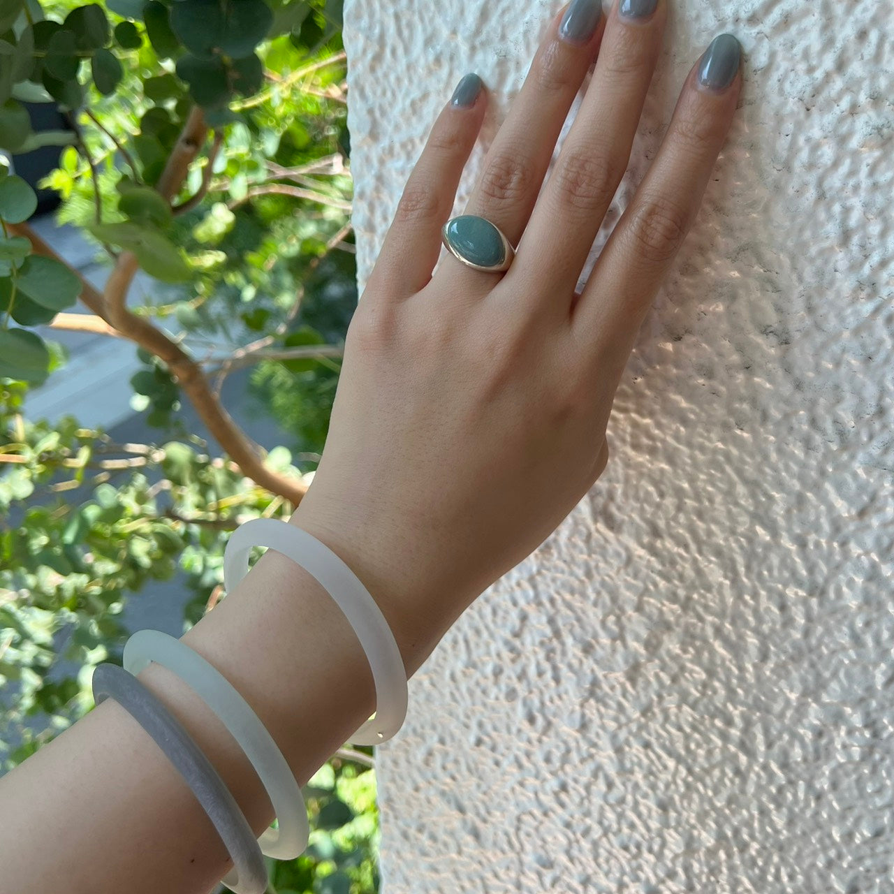 【helena rohner】resin-3D bangle with silver dot_mist