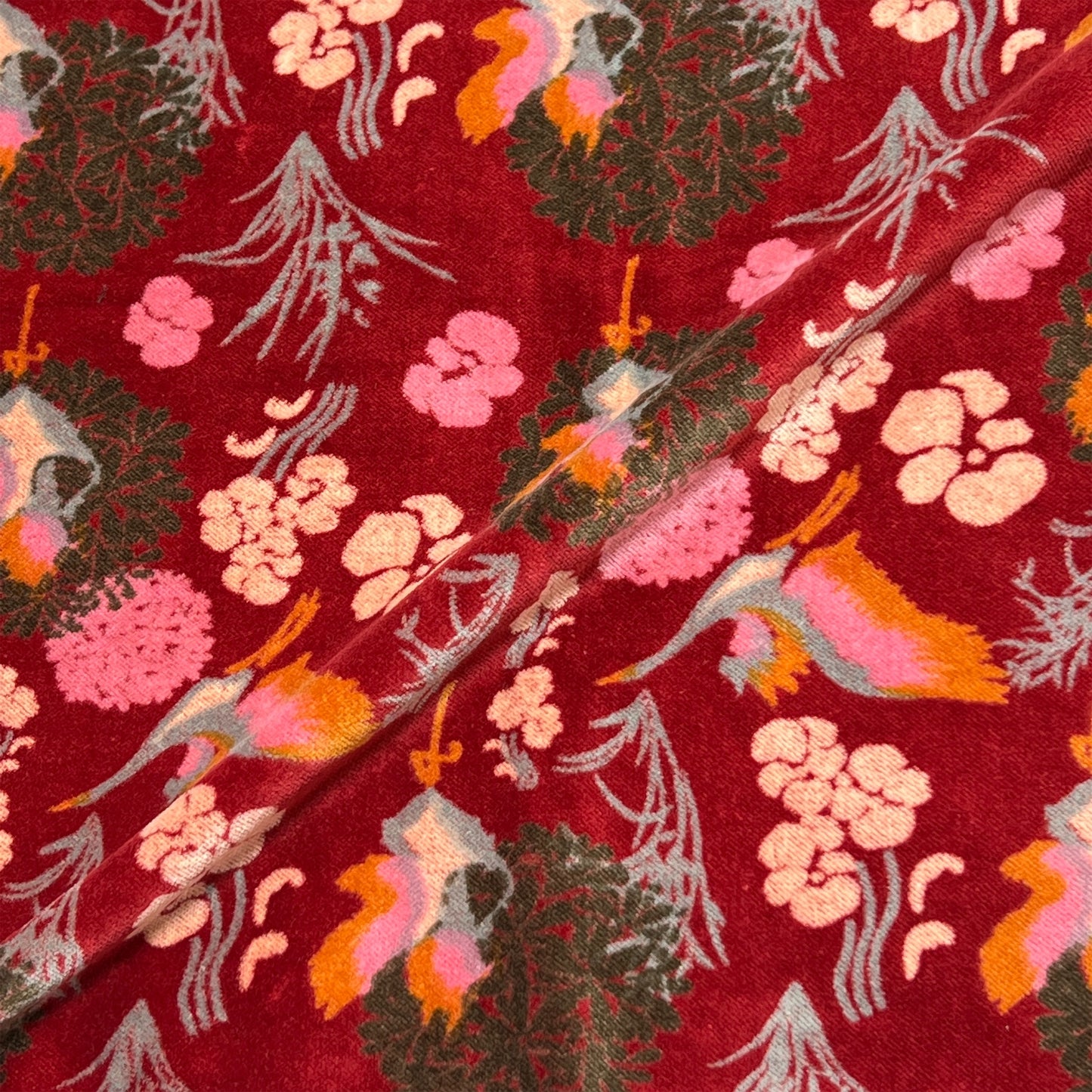 【Les Touristes】 鳥飛ぶベルベットカーテン レッド マルト・デムラン セレクト