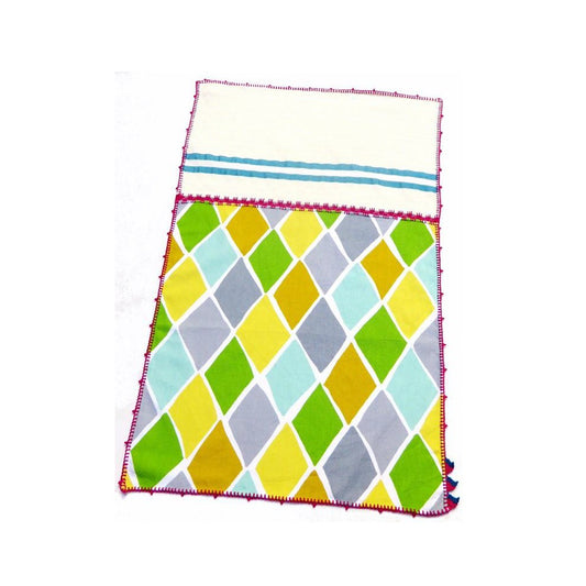 【Leo Atlante】Kitchen Towel_stripes+geo_blue